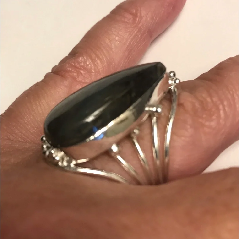 Labradorite Stamped 925 Sterling Silver Ring